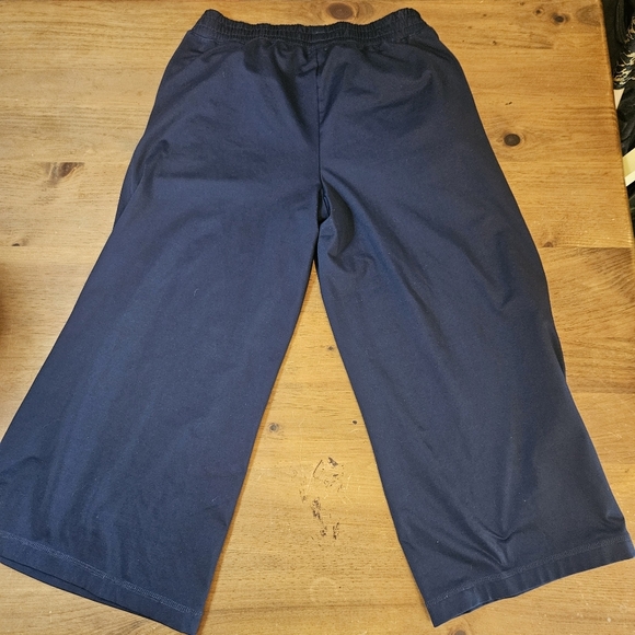 Aerie Pull On Side Snap Culotte Wide Leg Cropped Pants Pockets Navy Size Medium - Picture 6 of 14